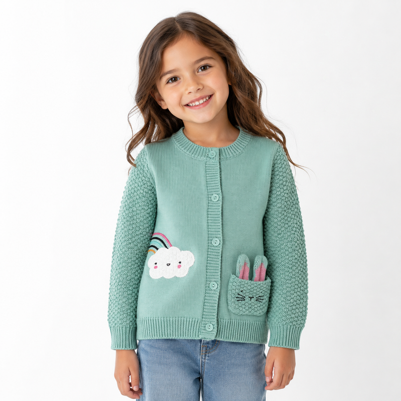 Mint Green Cotton Knit Toddler Cardigan  girls clothing YAG Boutique