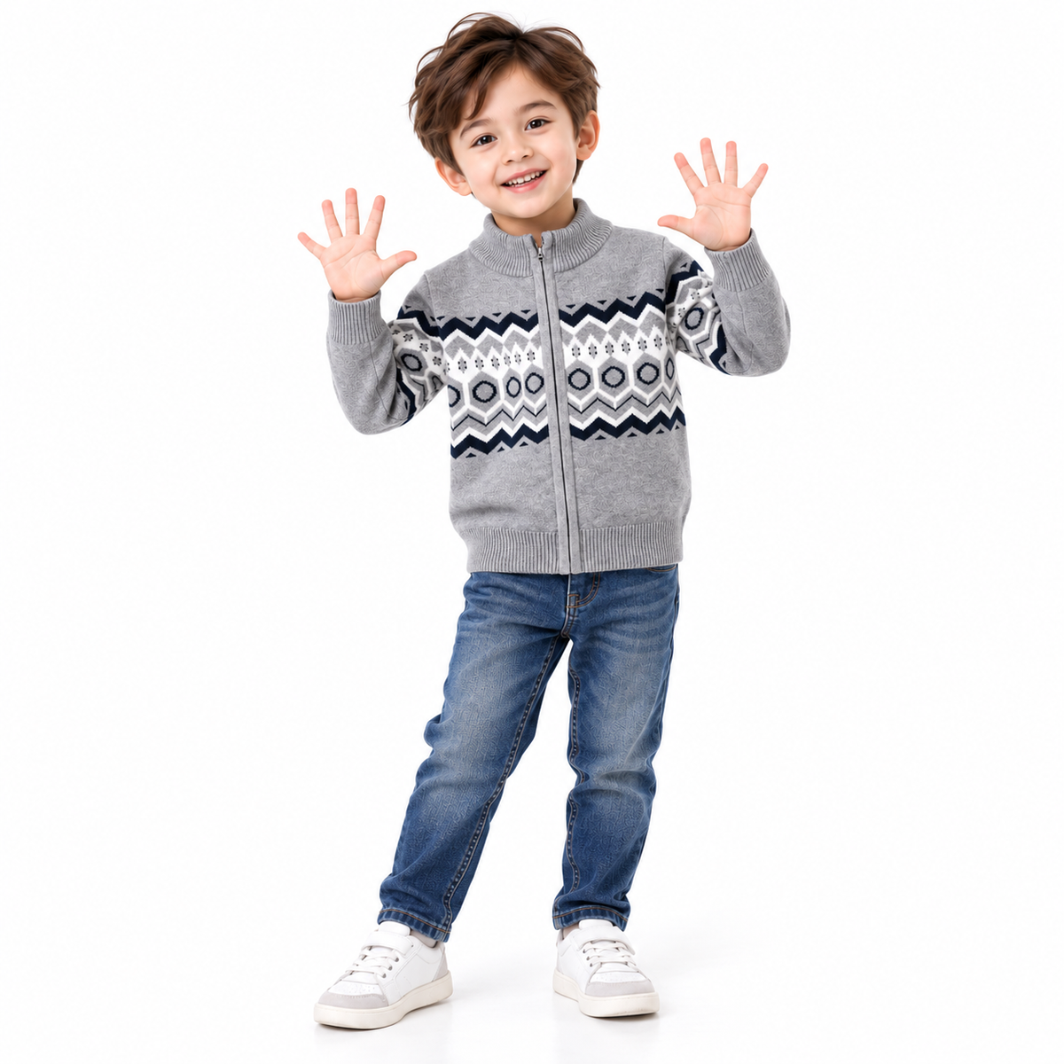 Nordic Fair Isle Zip-Up Knit Jacket  kids clothing YAG Boutique