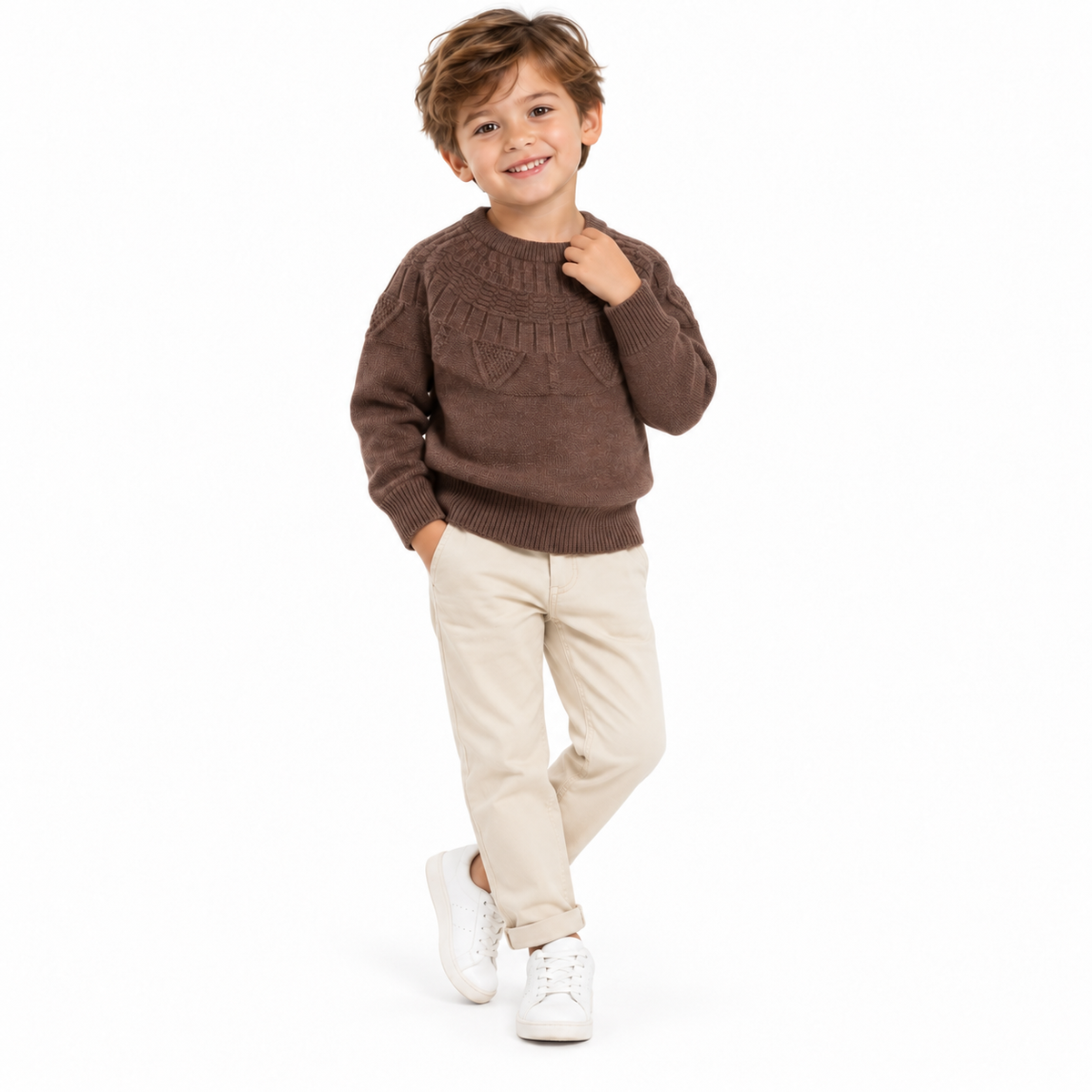 Nordic Yoke Pattern Kids Knit Sweater  kids clothing YAG Boutique