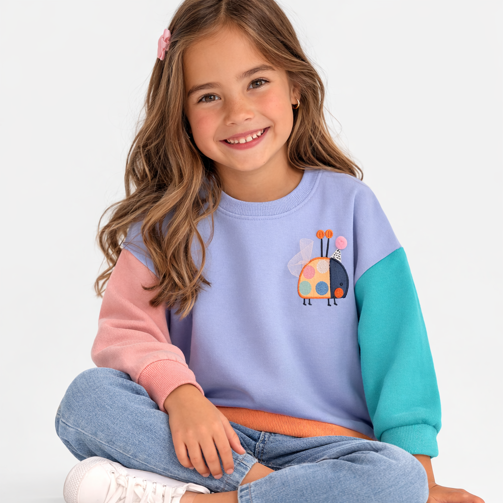 Pastel Ladybug Colour Block Kids Jumper  kids clothing YAG Boutique