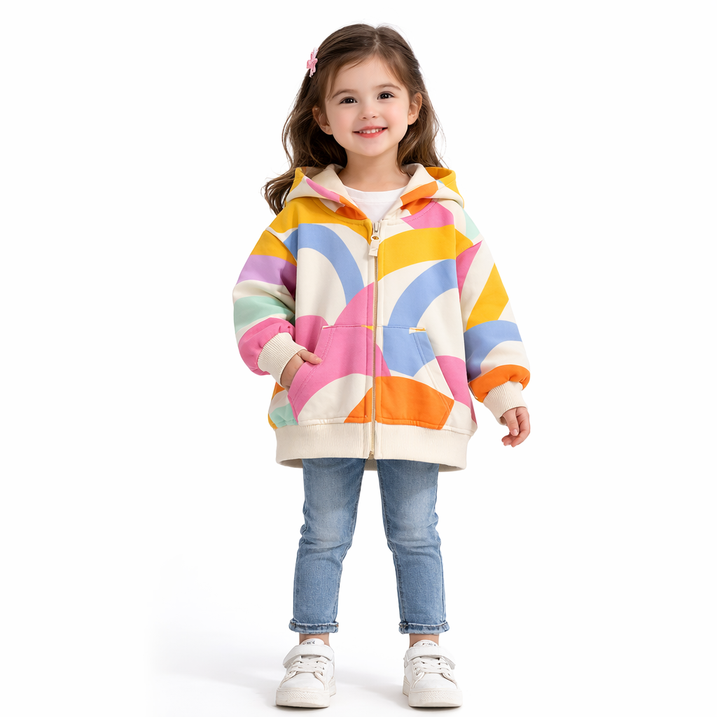 Pastel Rainbow Wave Zip Hoodie for Kids  kids clothing YAG Boutique
