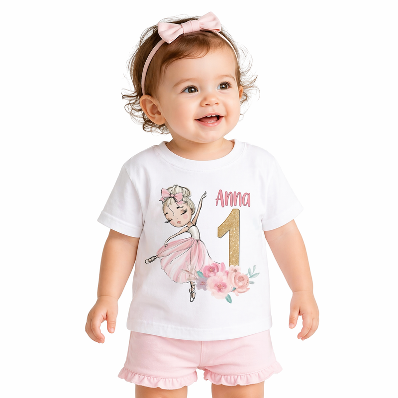 Personalised Ballerina Birthday T-Shirt  girls clothing YAG Boutique