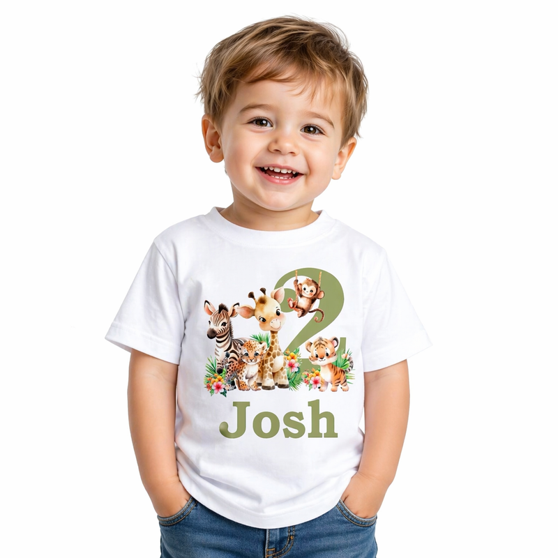 Personalised Kids Safari Birthday T-Shirt  kids clothing YAG Boutique