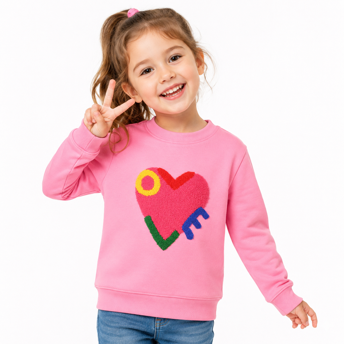 Pink Love Textured Chenille Embroidery Girls Pullover Jumper  girls clothing YAG Boutique