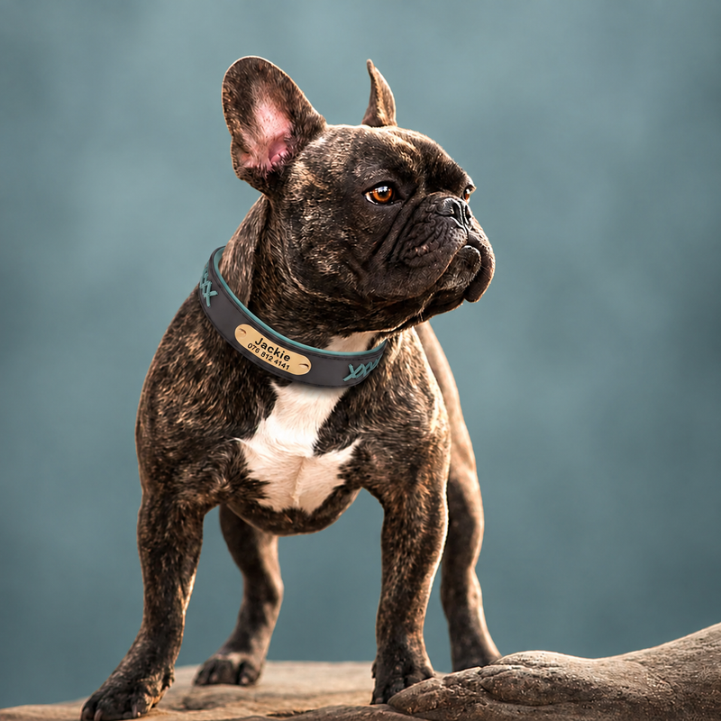 Premium Personalized PU Leather Dog Collar with Engraved Brass ID Plate  pet accessories YAG Boutique