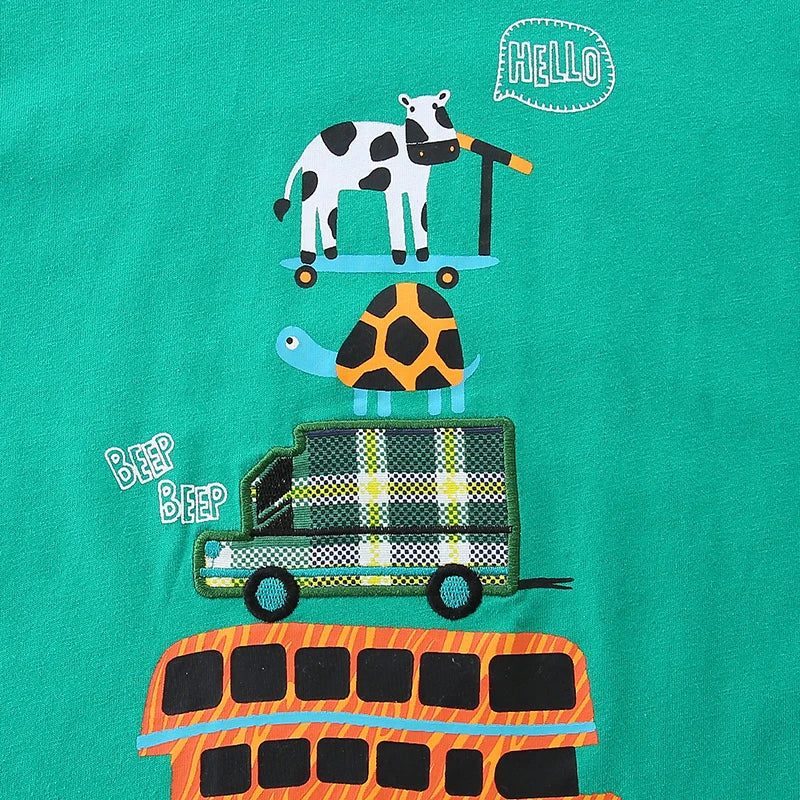 Boys Adventure Print T-Shirt & Plaid Shorts Set  kids clothing YAG Boutique