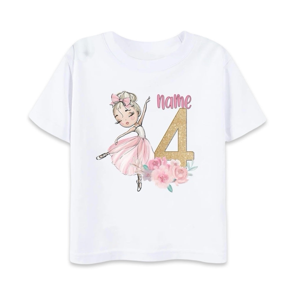 Personalised Ballerina Birthday T-Shirt  girls clothing YAG Boutique