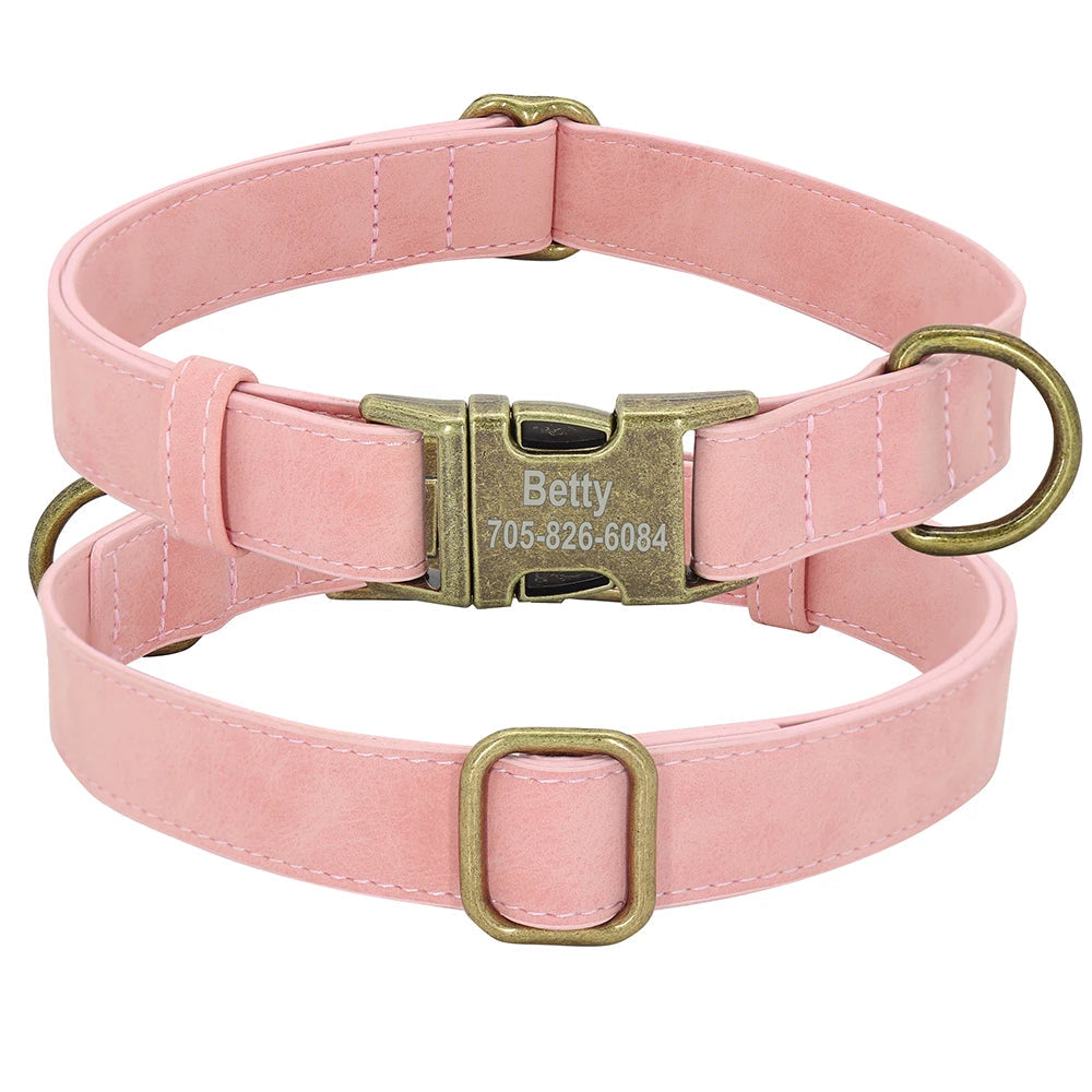 Classic PU Leather Personalised Pet Collars  pet accessories YAG Boutique