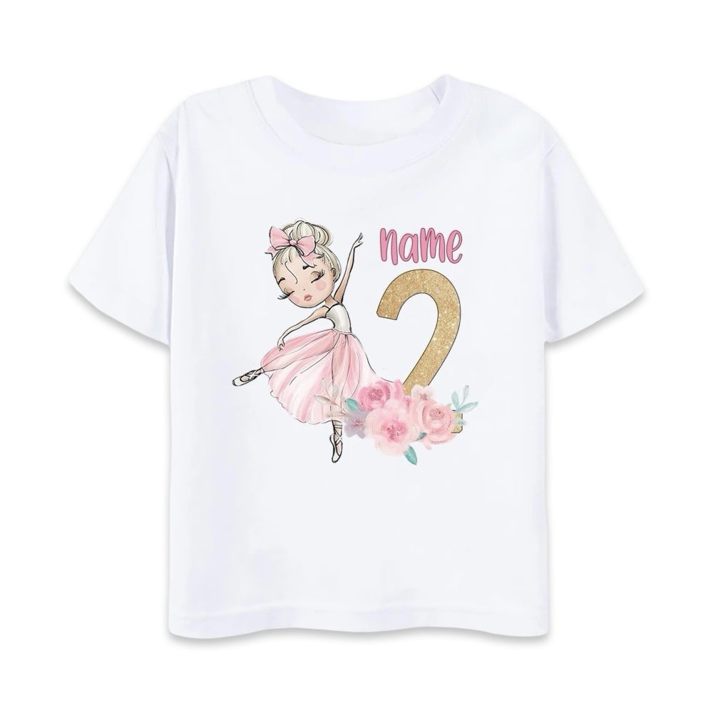 Personalised Ballerina Birthday T-Shirt  girls clothing YAG Boutique