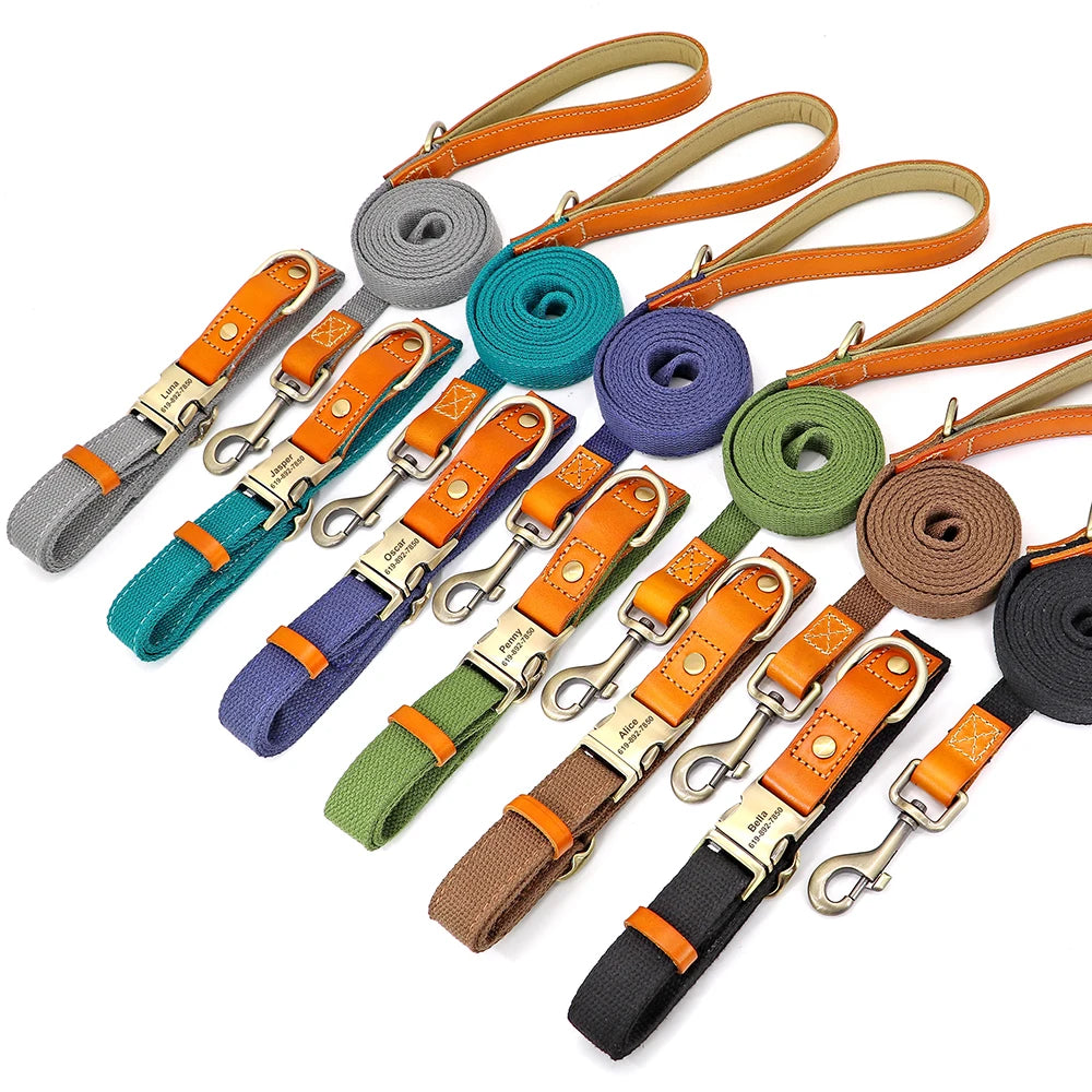Duo Colour Personalised Dog Collor and Leash Set  pet accessories YAG Boutique