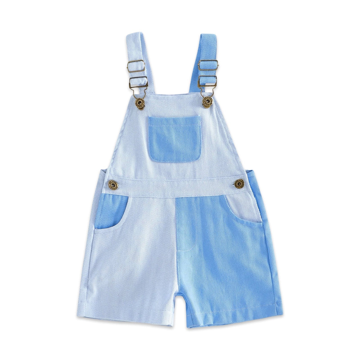 Kids Soft Colorblock Denim Dungaree Shorts  kids clothing YAG Boutique