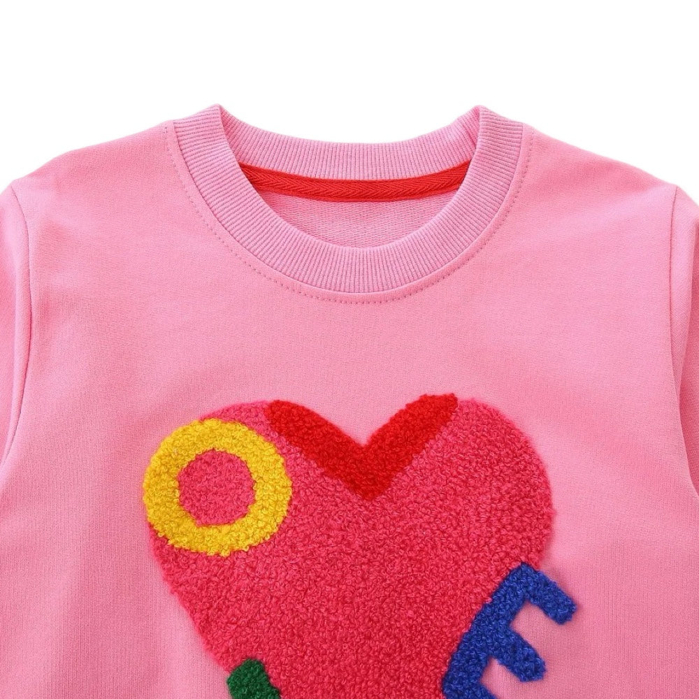 Pink Love Textured Chenille Embroidery Girls Pullover Jumper  girls clothing YAG Boutique