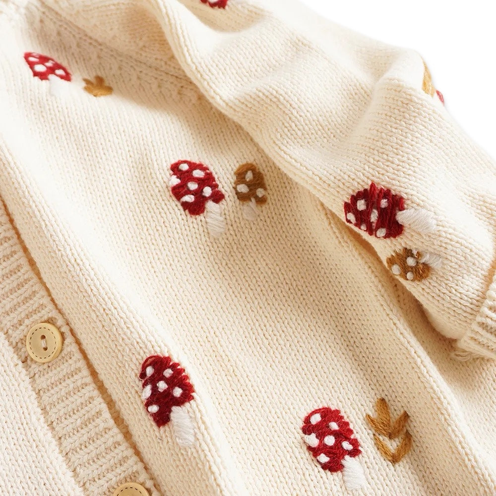 Mushroom Embroidered Baby Cardigan  kids clothing YAG Boutique