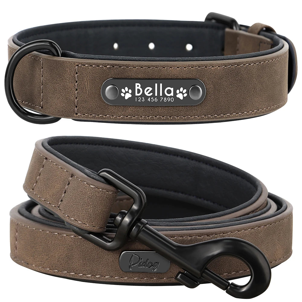 Adjustable Dog Collar - Solid Colour PU Leather Personalized  Collars Bandanas YAG Boutique