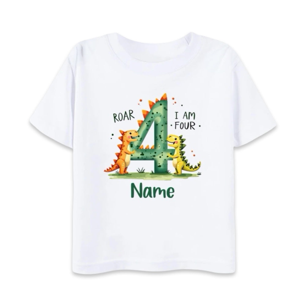 Personalised Kids Dino Birthday T-Shirt  kids clothing YAG Boutique