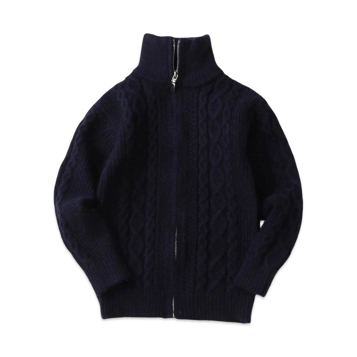 Luxury Cotton Cashmere Full-Zip Cable Knit Sweater