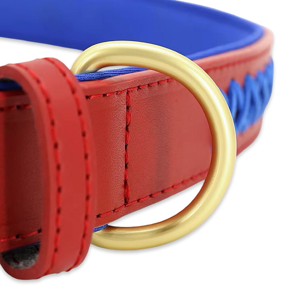 Premium Personalized PU Leather Dog Collar with Engraved Brass ID Plate  pet accessories YAG Boutique