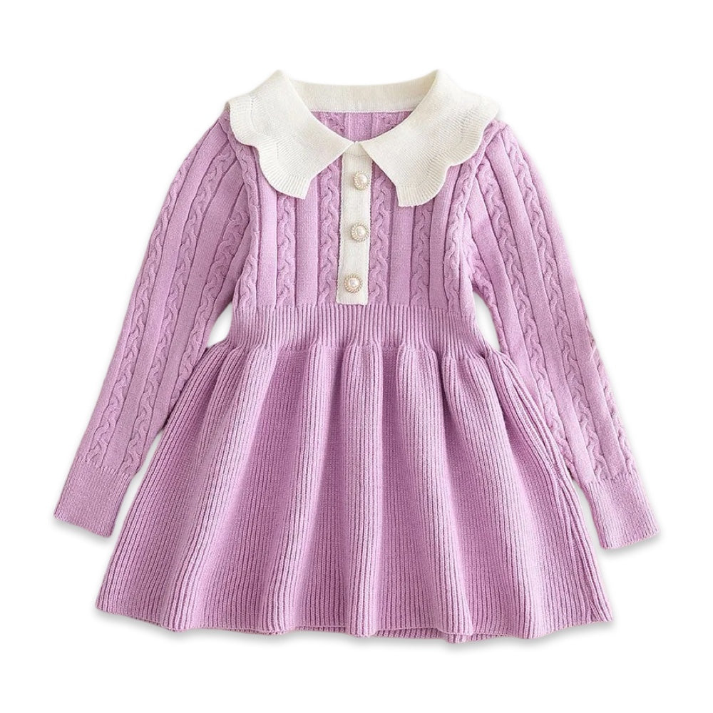 Girl's Cable Knit Scalloped Collar Dress  girls clothing YAG Boutique