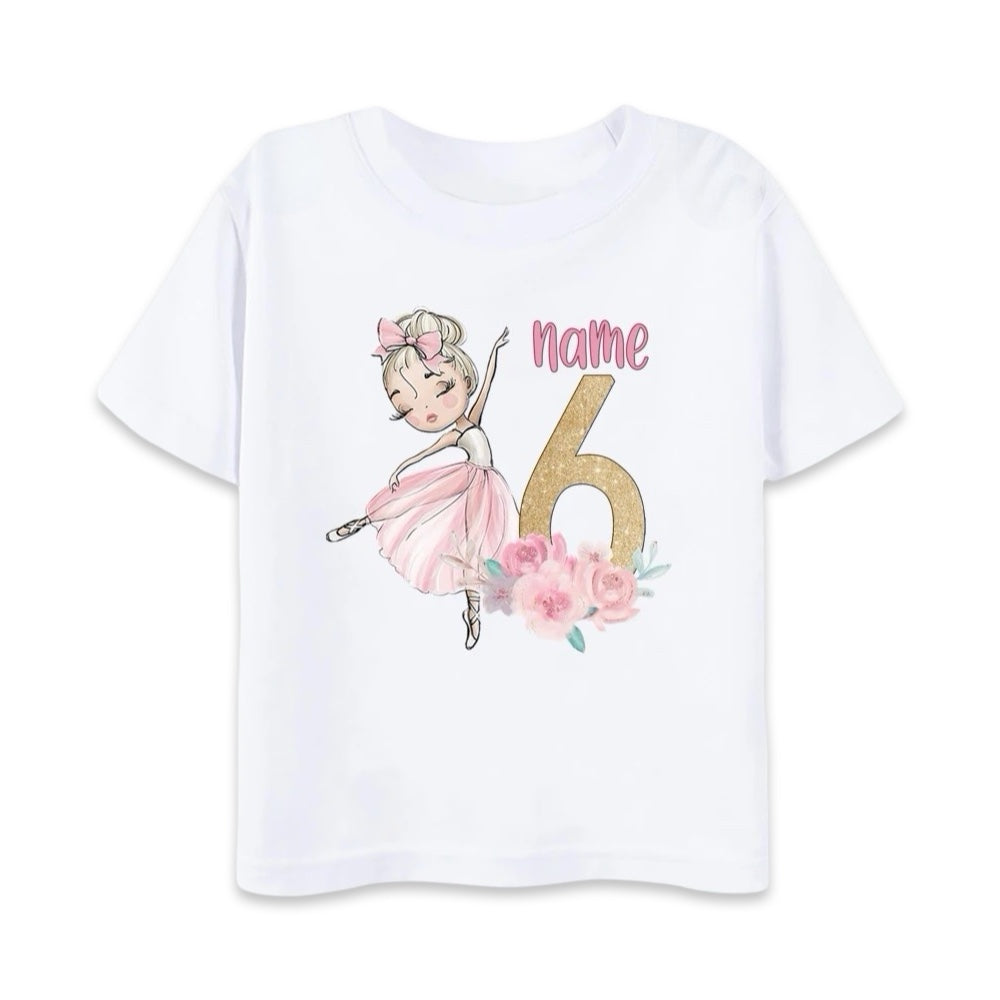 Personalised Ballerina Birthday T-Shirt  girls clothing YAG Boutique