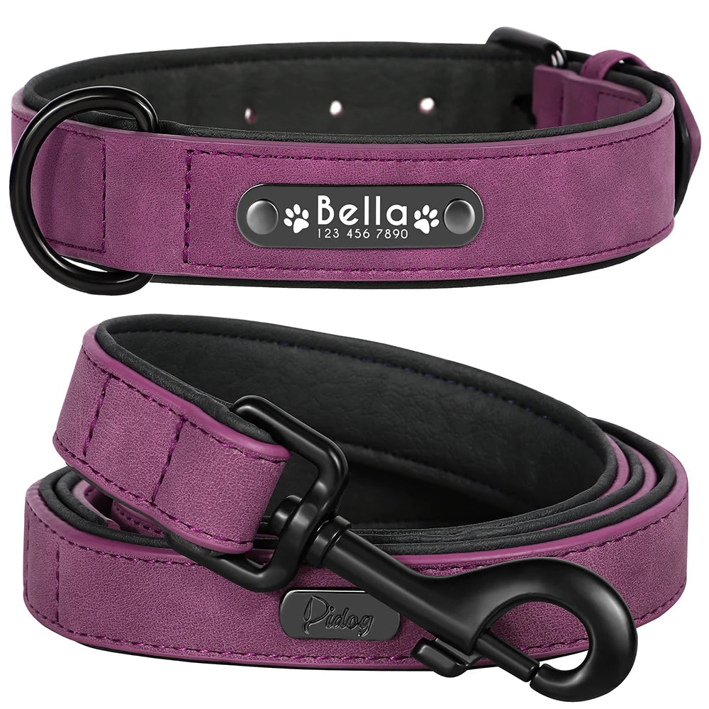 Adjustable Dog Collar - Solid Colour PU Leather Personalized  Collars Bandanas YAG Boutique