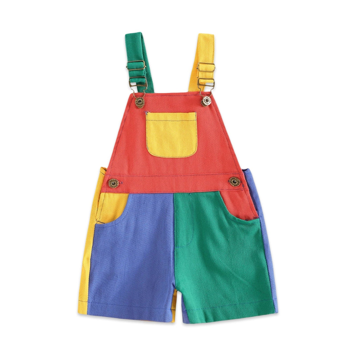 Kids Soft Colorblock Denim Dungaree Shorts  kids clothing YAG Boutique