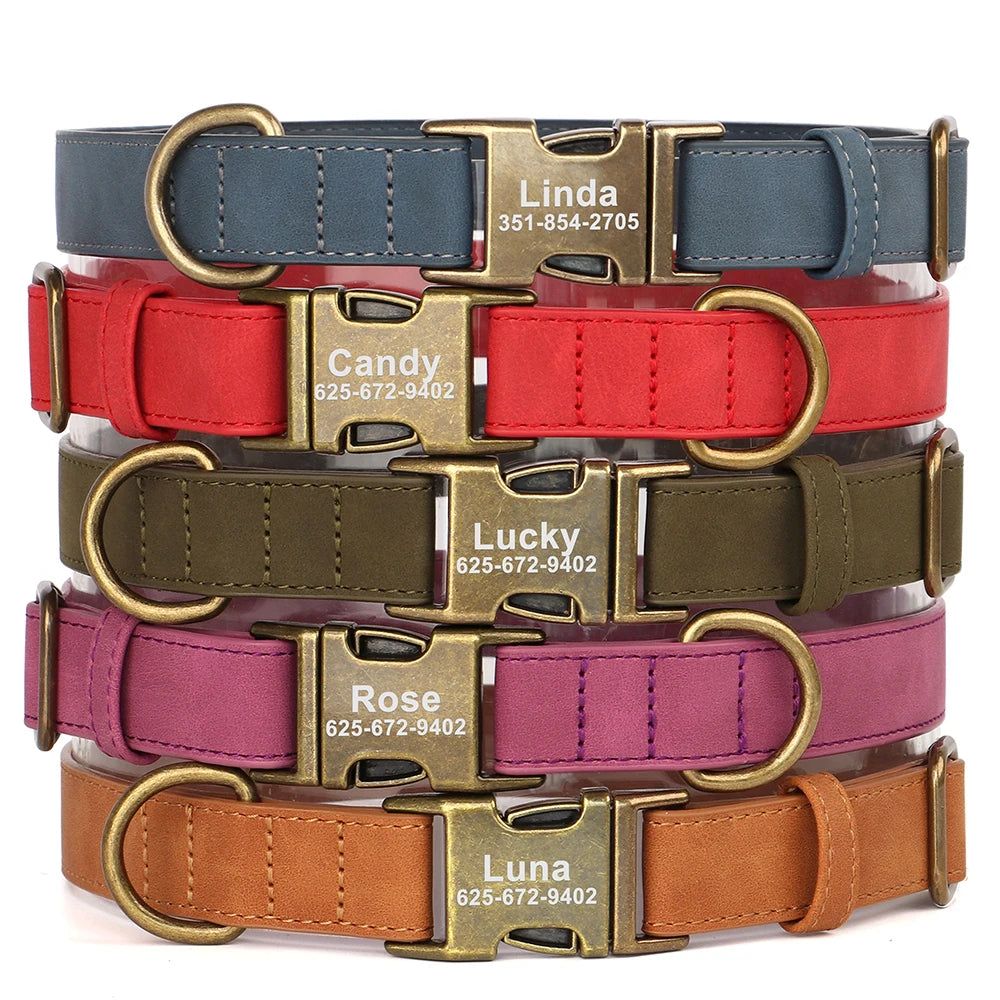 Classic PU Leather Personalised Pet Collars  pet accessories YAG Boutique