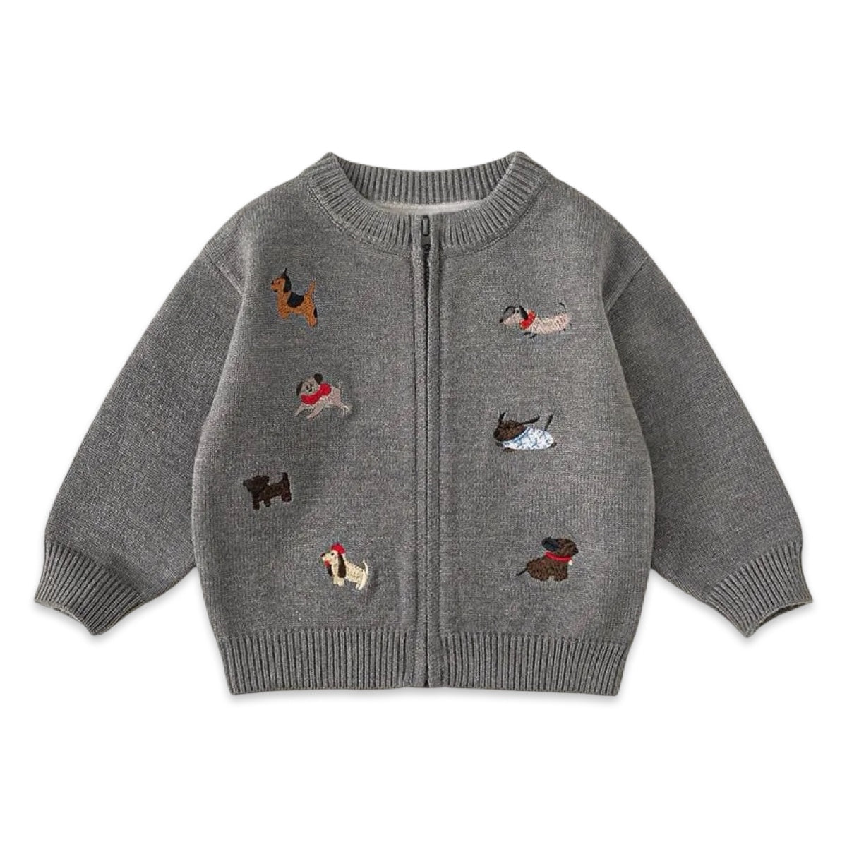 Toddler Embroidered Puppy Fleece-Lined Knit Zip Jacket  kids clothing YAG Boutique