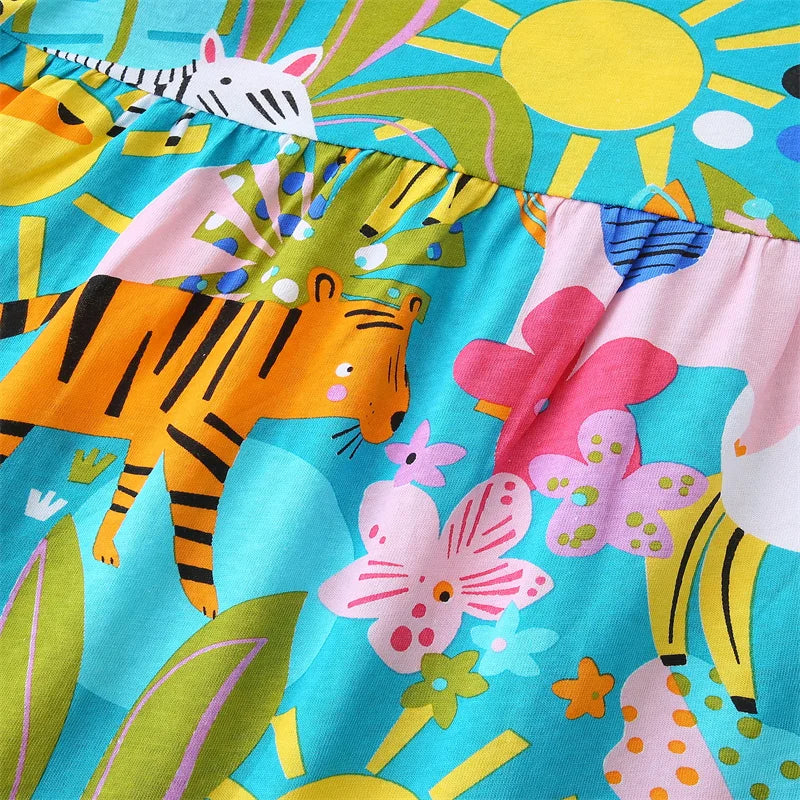Girls Jungle Safari Animal Print Cotton Dress  girls clothing YAG Boutique