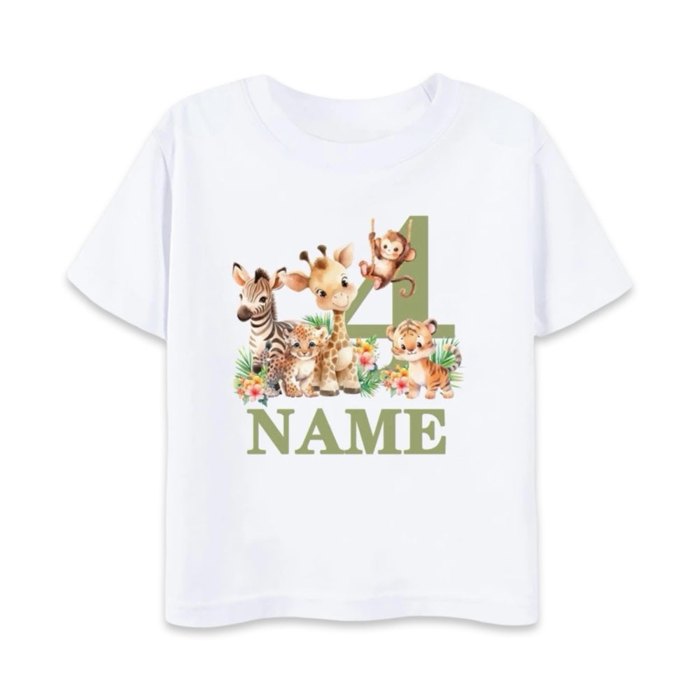 Personalised Kids Safari Birthday T-Shirt  kids clothing YAG Boutique