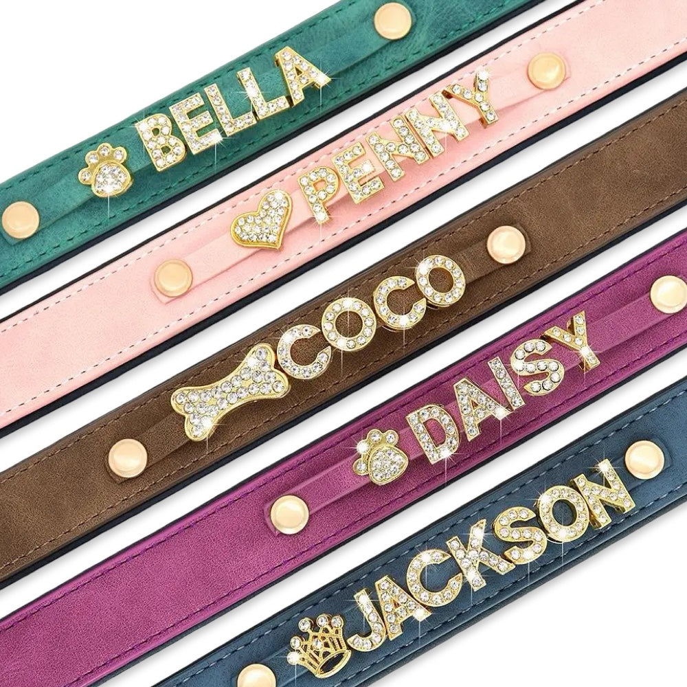 Personalised Soft Suede Rhinestone Dog Collar  pet accessories YAG Boutique
