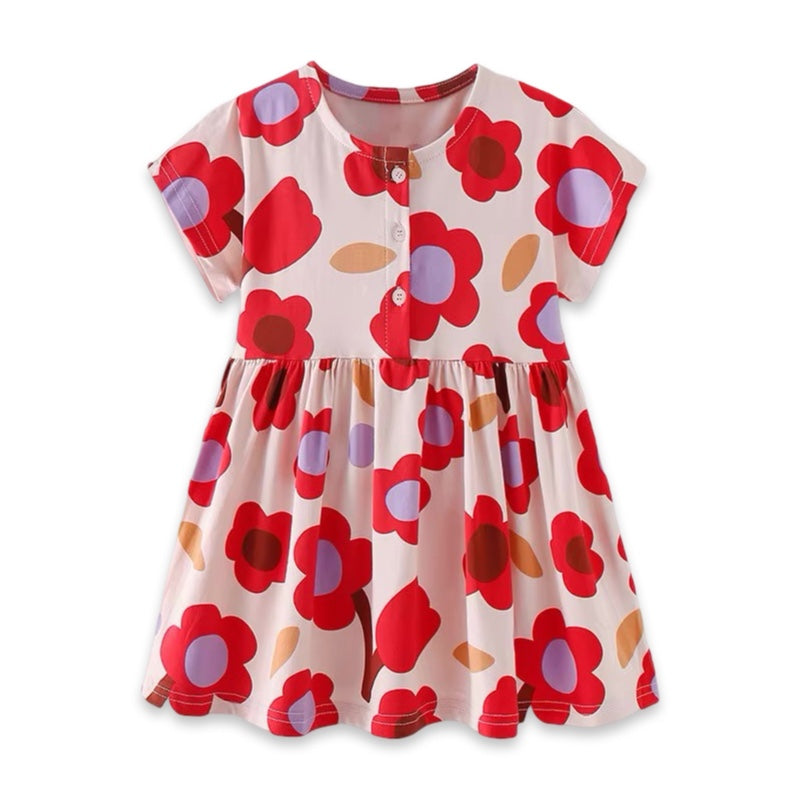 Botanical Bloom Printed A-Line Mini Dress  girls clothing YAG Boutique