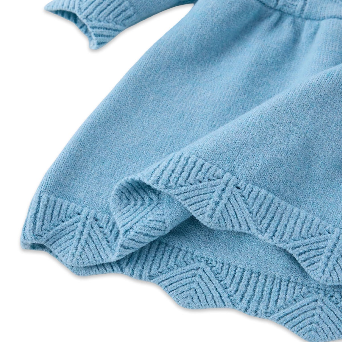 Cozy Cable-Knit Flutter Sleeve Baby Dress
