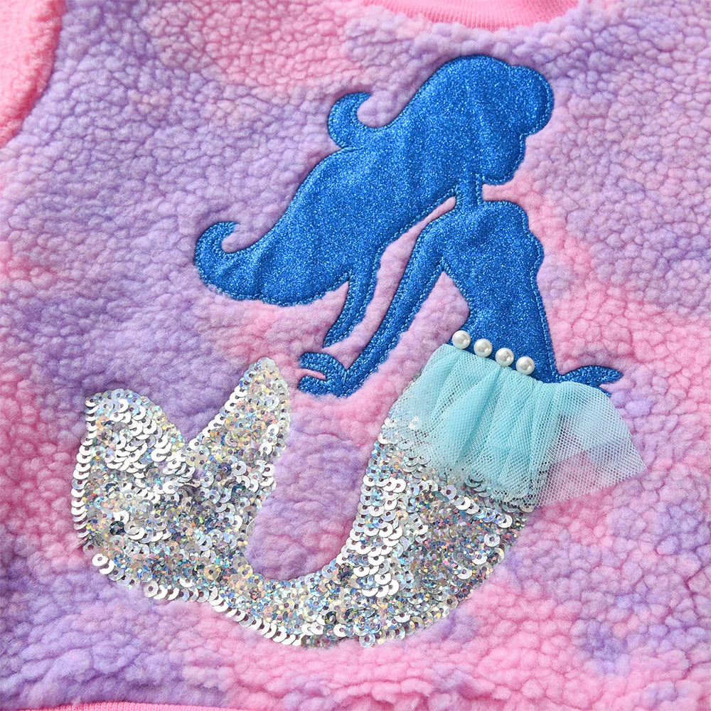 Aria Pastel Pink Sherpa Fleece Mermaid Jumper  girls clothing YAG Boutique