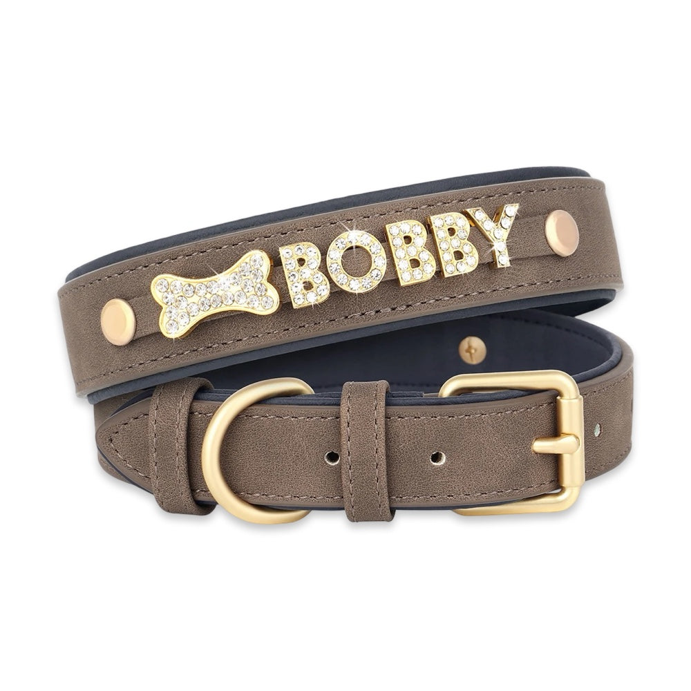 Personalised Soft Suede Rhinestone Dog Collar  pet accessories YAG Boutique