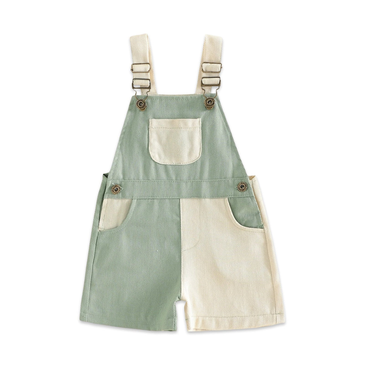 Kids Soft Colorblock Denim Dungaree Shorts  kids clothing YAG Boutique