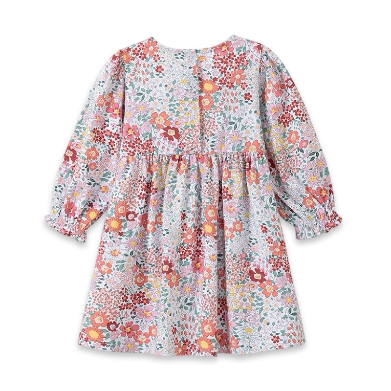 Girls Floral Smocked Long Sleeve Dress  girls clothing YAG Boutique