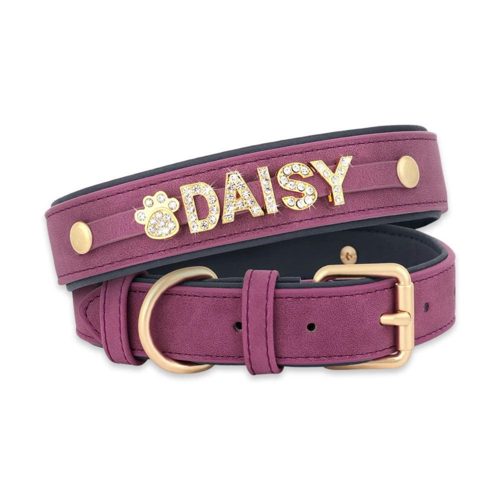 Personalised Soft Suede Rhinestone Dog Collar  pet accessories YAG Boutique