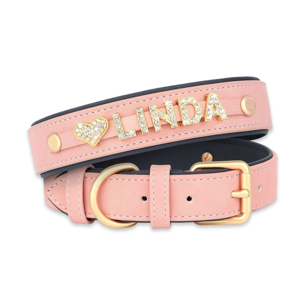Personalised Soft Suede Rhinestone Dog Collar  pet accessories YAG Boutique