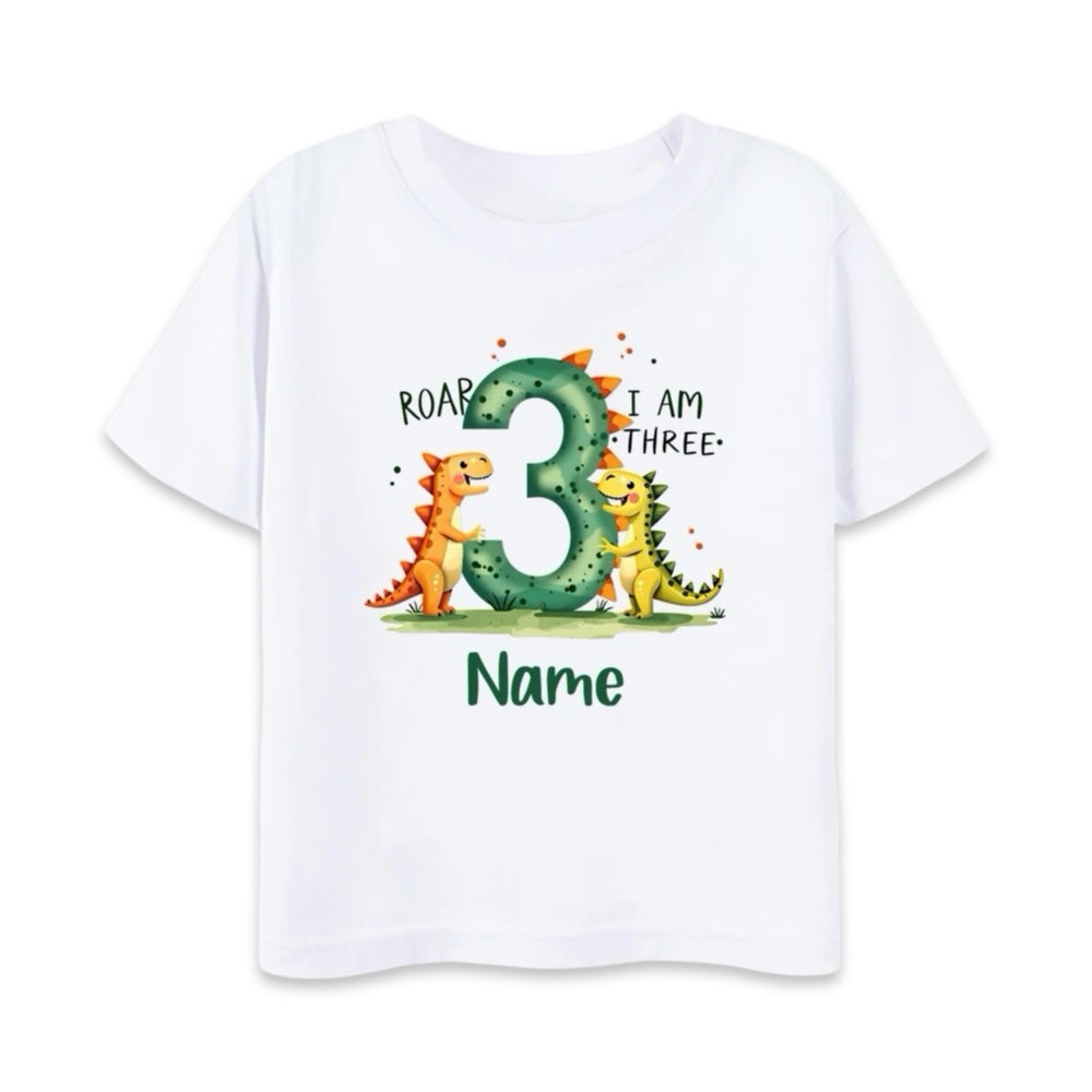 Personalised Kids Dino Birthday T-Shirt  kids clothing YAG Boutique