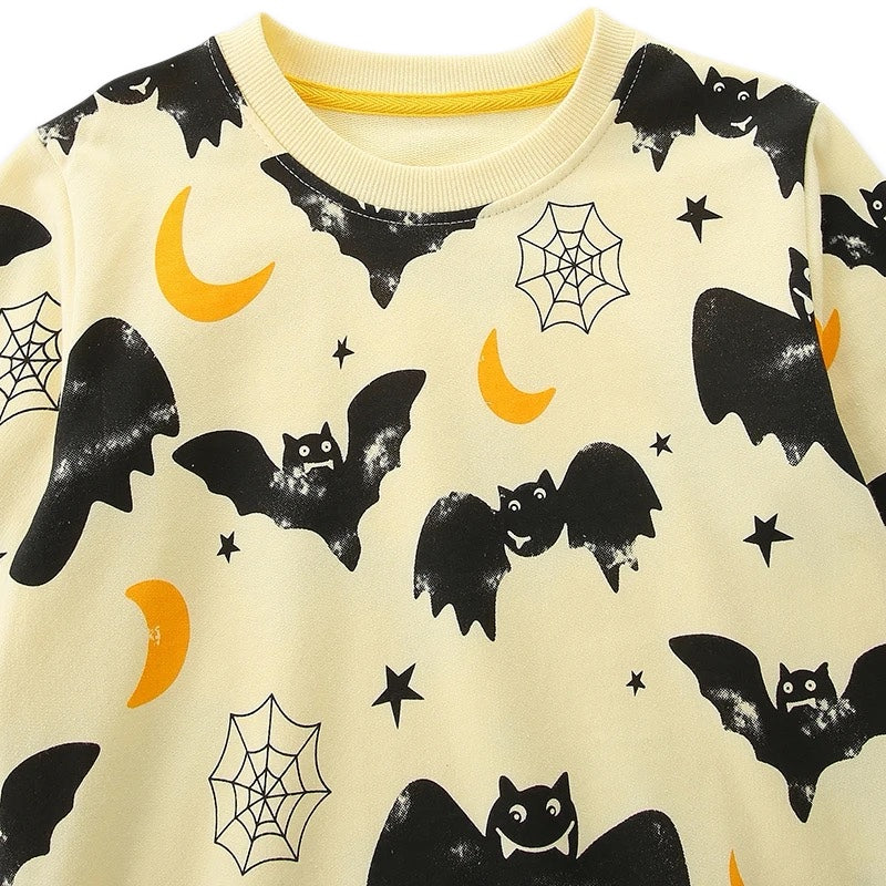 Kids Spooky Bats & Stars Halloween Jumper  kids clothing YAG Boutique