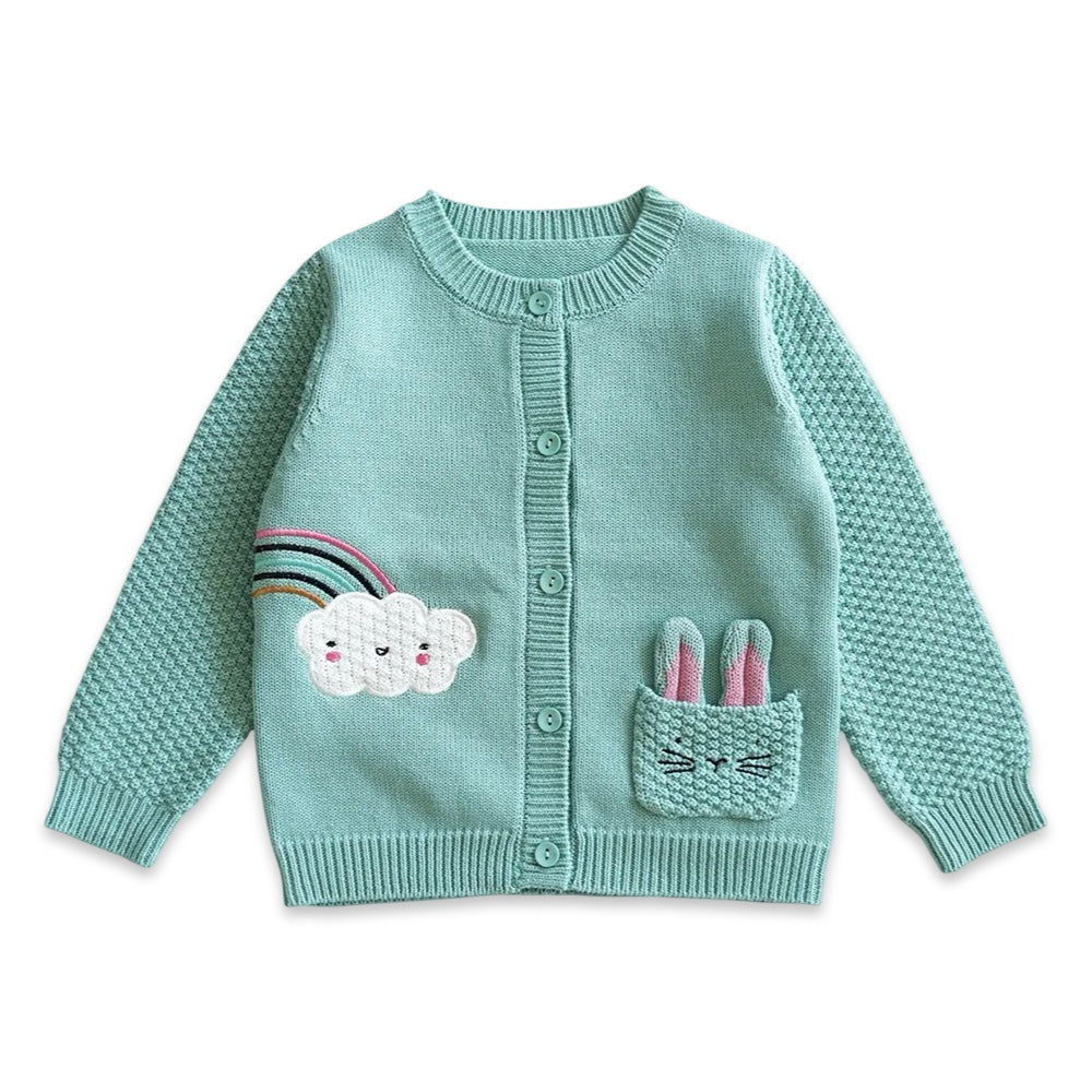 Mint Green Cotton Knit Toddler Cardigan  girls clothing YAG Boutique