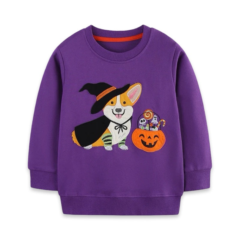 Spooky Corgi Witch Kids Halloween Jumper  kids clothing YAG Boutique
