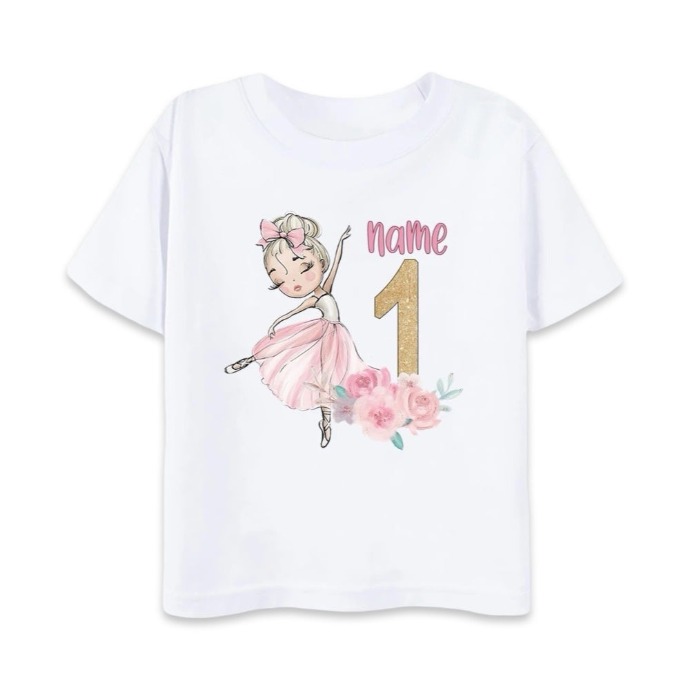 Personalised Ballerina Birthday T-Shirt  girls clothing YAG Boutique