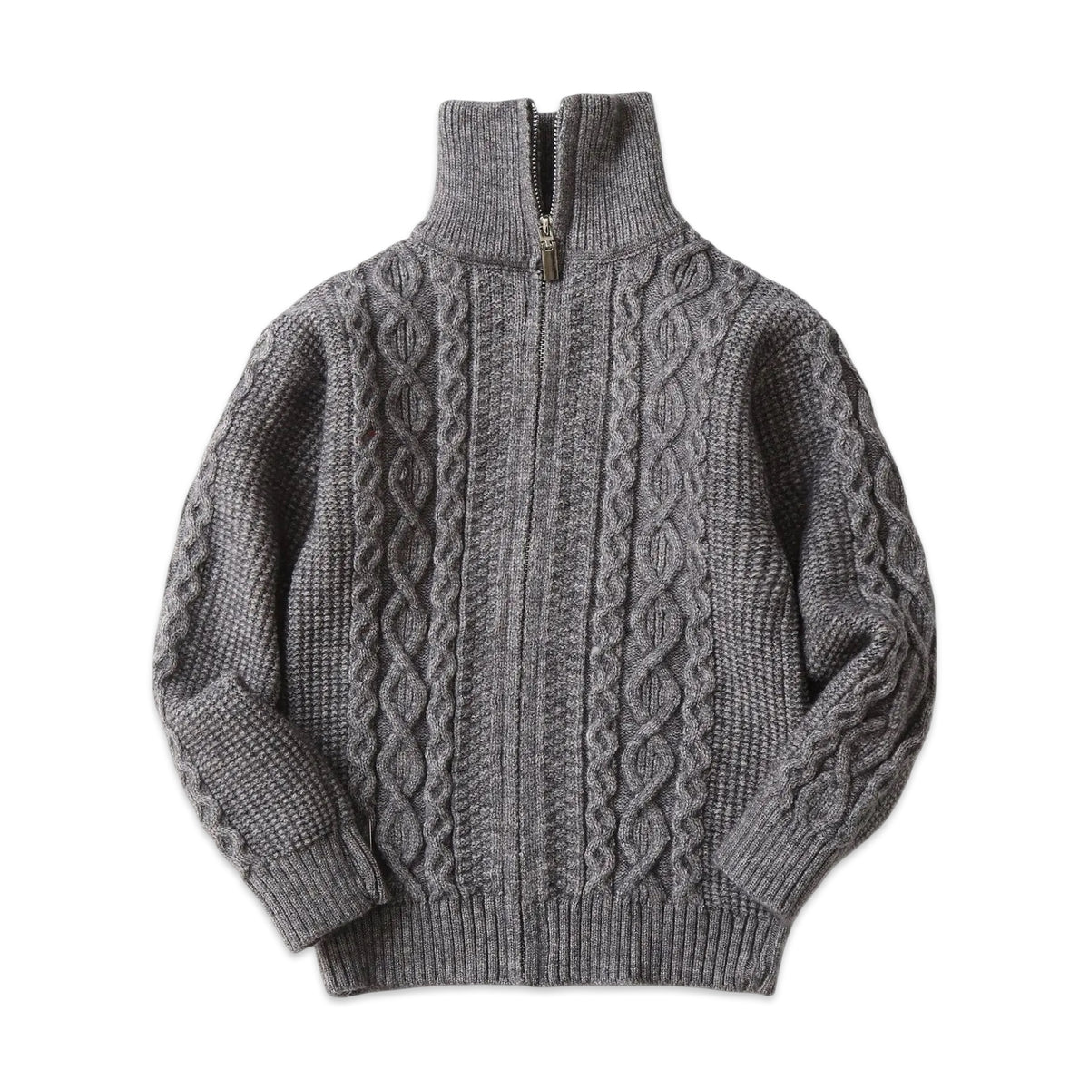 Luxury Cotton Cashmere Full-Zip Cable Knit Sweater
