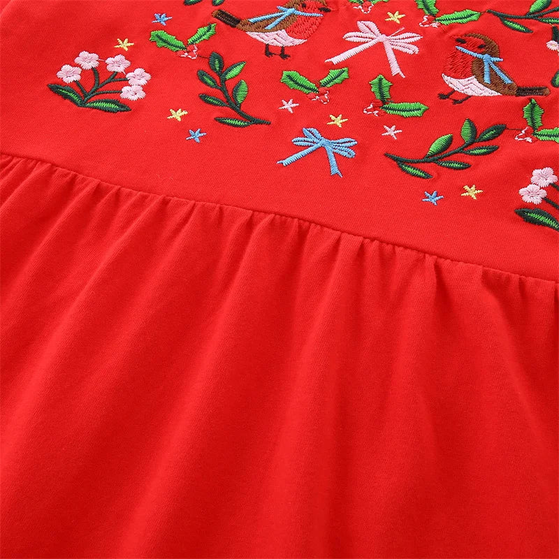 Girls Red Embroidered Long Sleeve Party Dress  girls clothing YAG Boutique