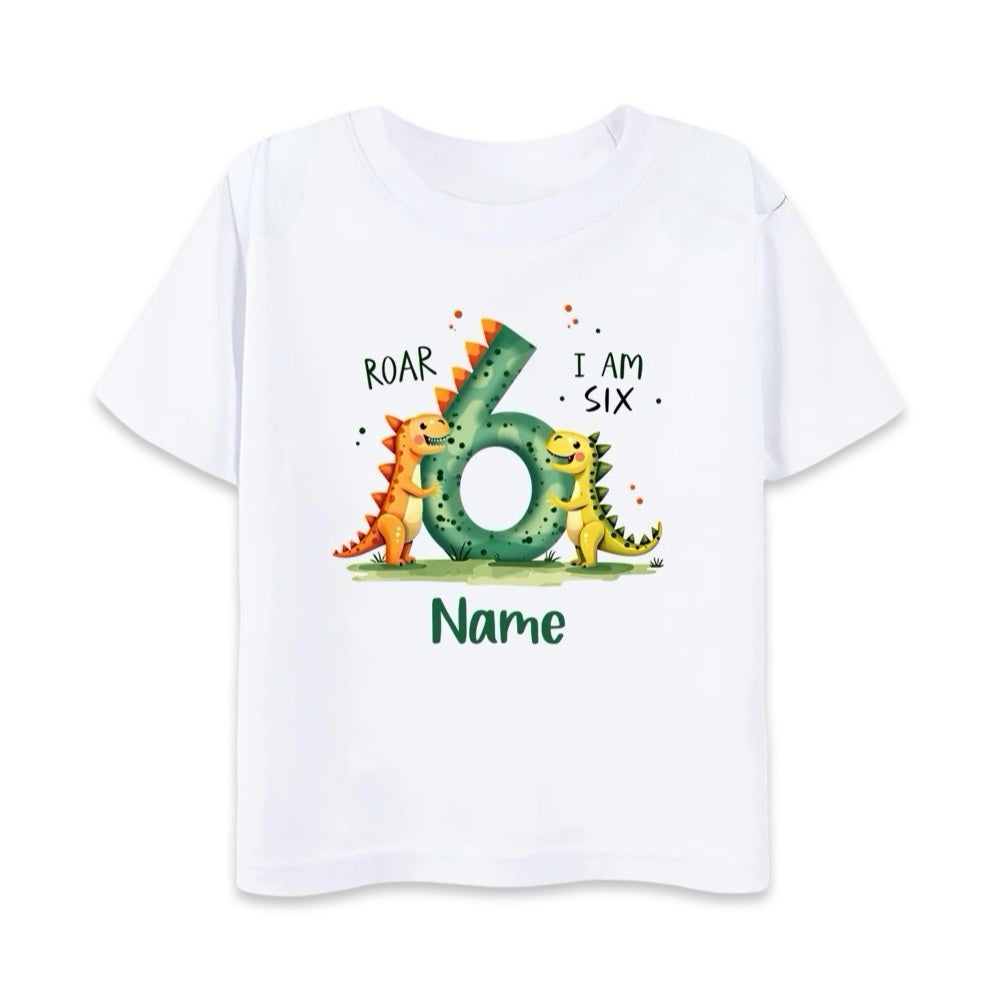 Personalised Kids Dino Birthday T-Shirt  kids clothing YAG Boutique