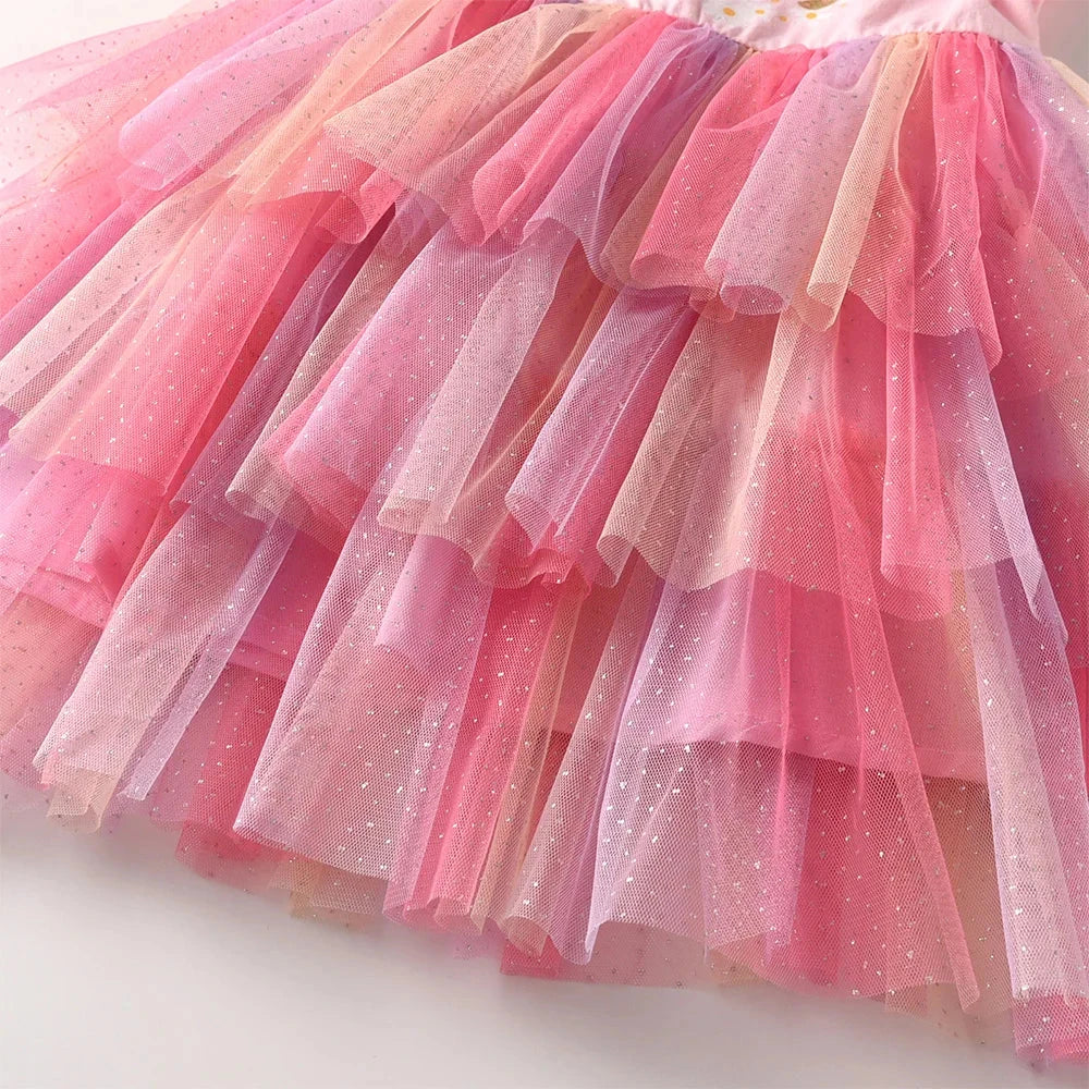 Sparkle Butterfly Princess Tutu Dress – Pink Rainbow Layered Party Dress  girls clothing YAG Boutique