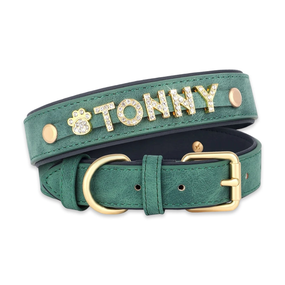 Personalised Soft Suede Rhinestone Dog Collar  pet accessories YAG Boutique