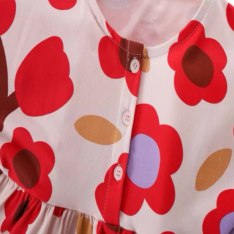 Botanical Bloom Printed A-Line Mini Dress  girls clothing YAG Boutique