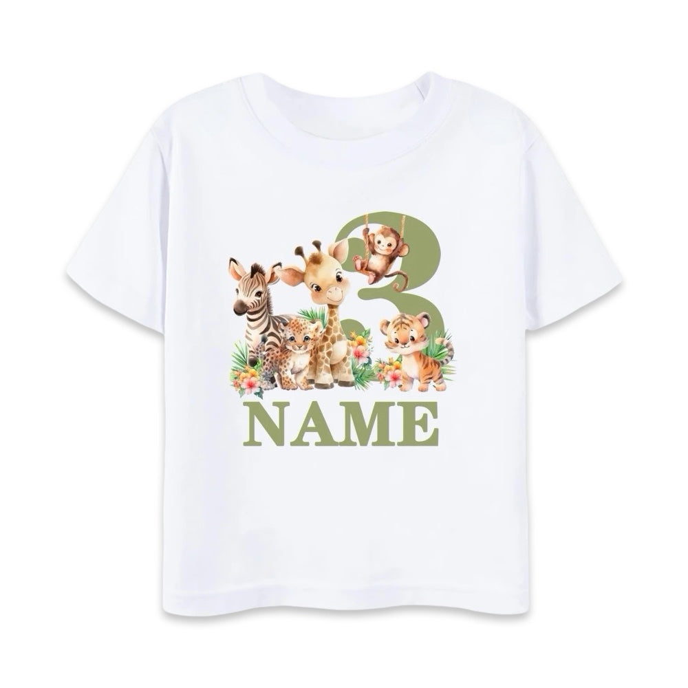 Personalised Kids Safari Birthday T-Shirt  kids clothing YAG Boutique